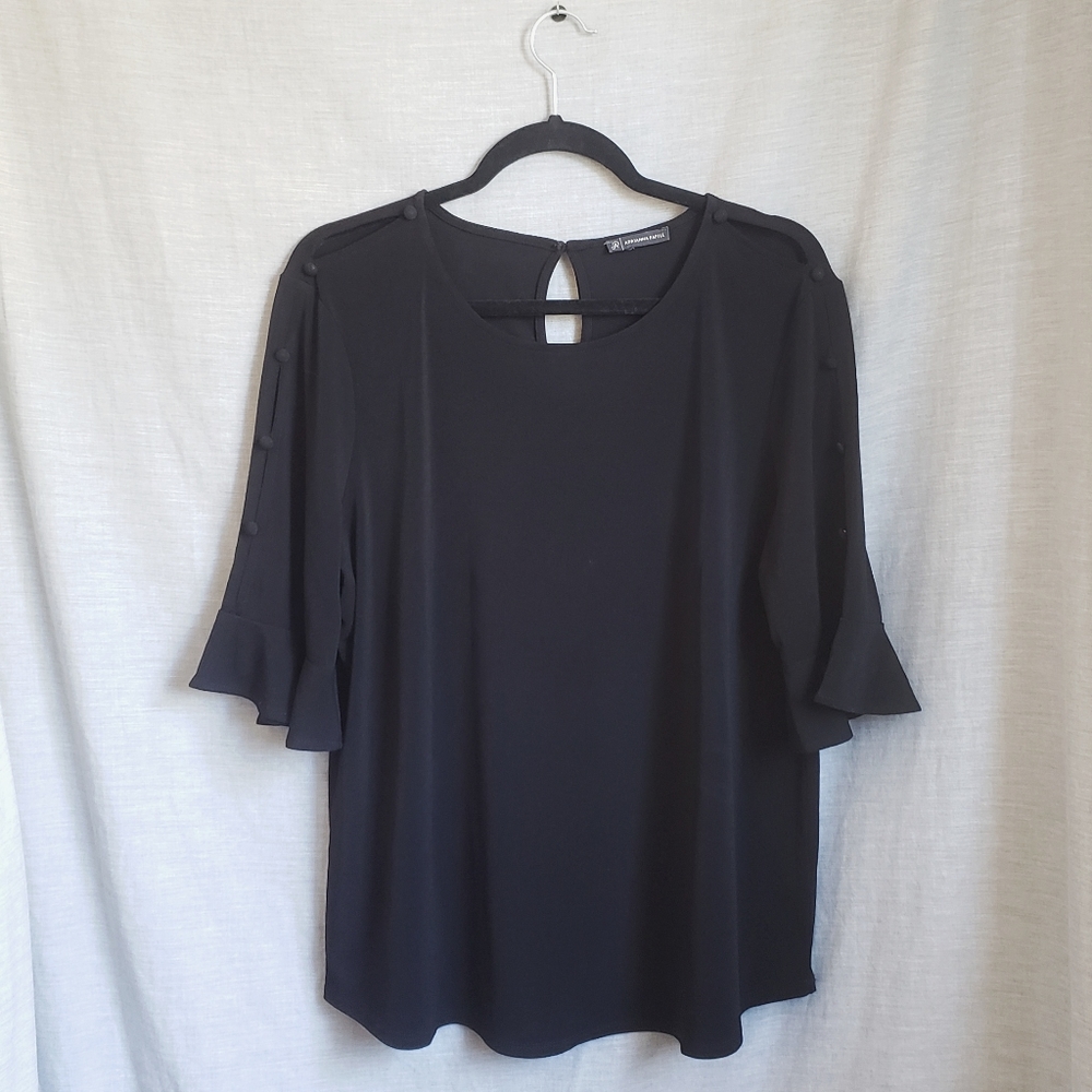 Adrianna Papell - Black Blouse w/ Peekaboo Sleeves